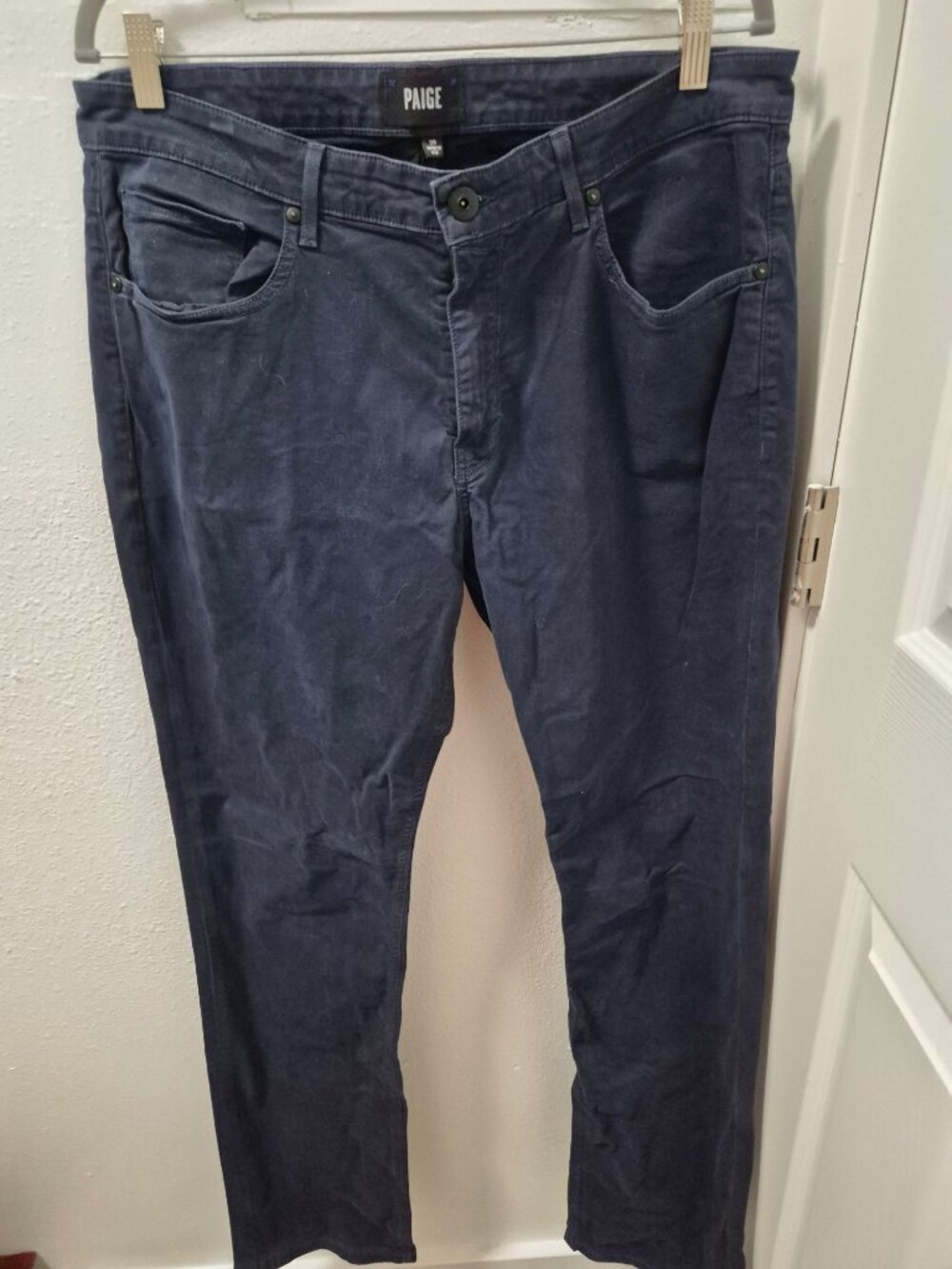 Paige Normandie Mens Navy Straight Leg Pants Size 36 97% Cotton Made In USA